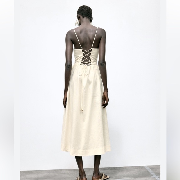 Zara NWT beaded strappy linen blend dress 8372/099 - Picture 2 of 8